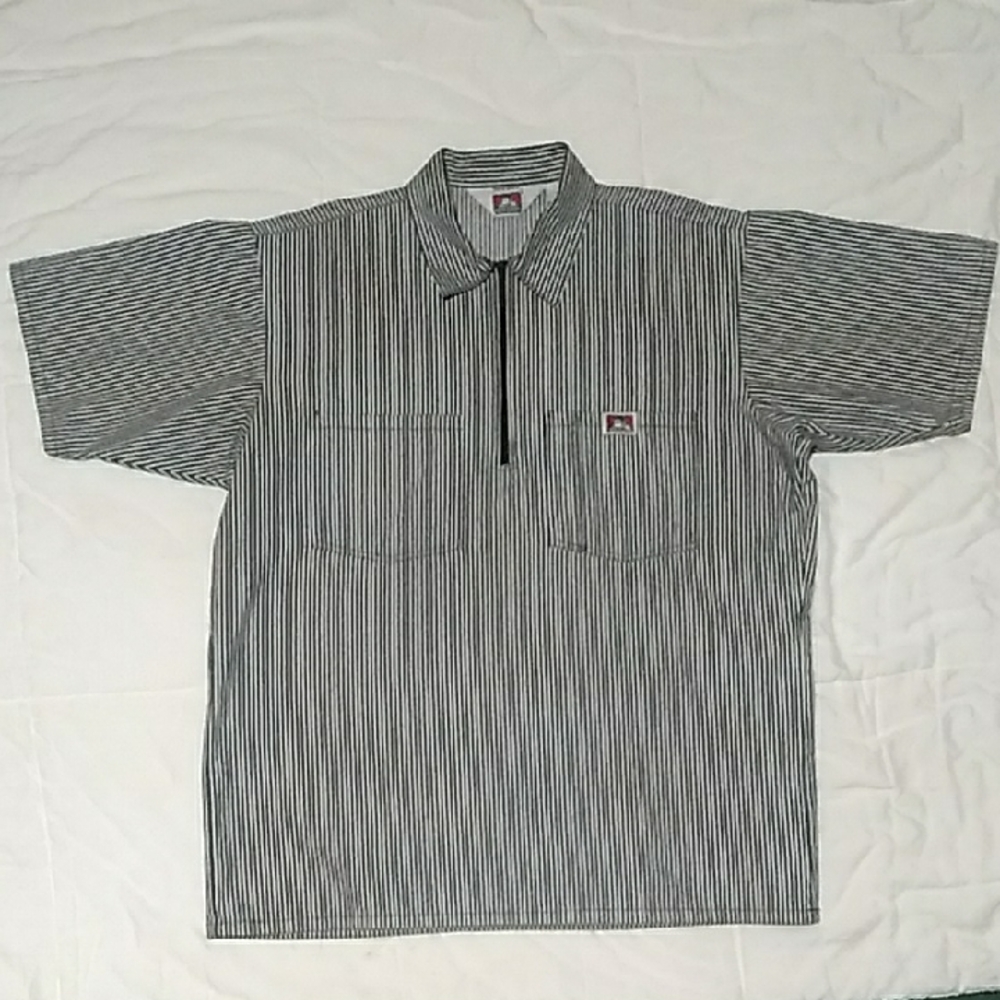 Ben Davis Black and White Striped Casual Shirt